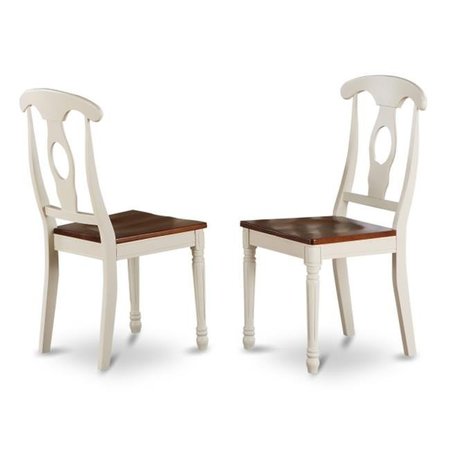 EAST WEST FURNITURE East West Furniture KEC-WHI-W Set Of 2 Napoleon Styled Chair With Wood Seat KEC-WHI-W